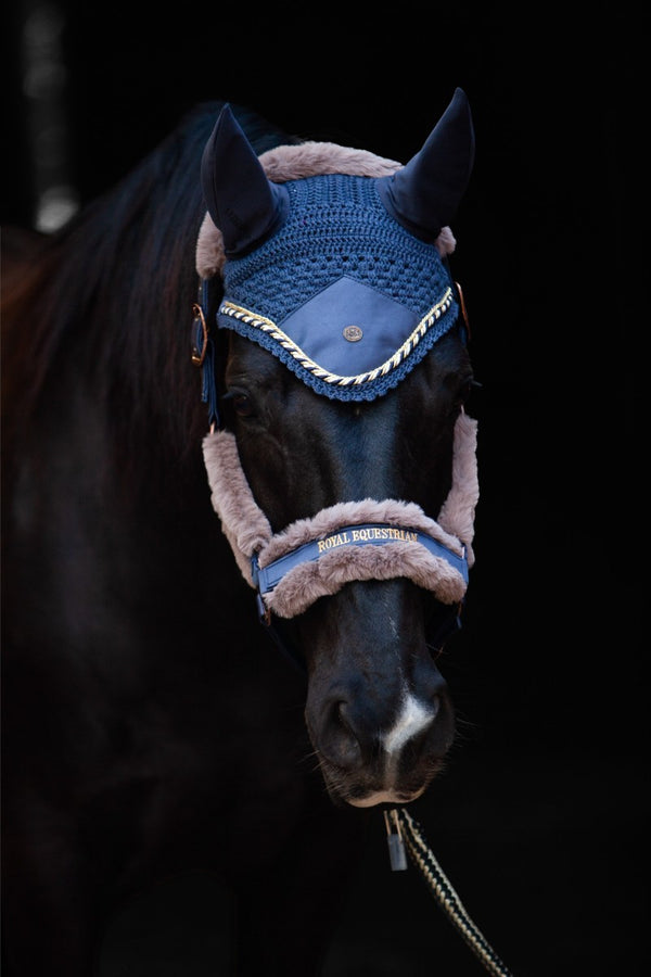 Royal Equestrian Premium Ear Bonnet Navy Blue Full