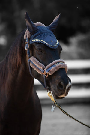 Royal Equestrian Premium Ear Bonnet Navy Blue Full