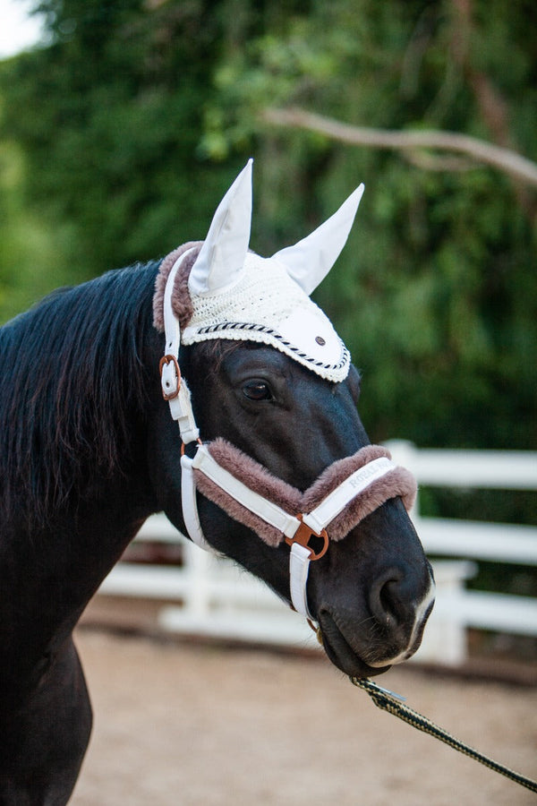 Royal Equestrian Premium Ear Bonnet White Silver Full