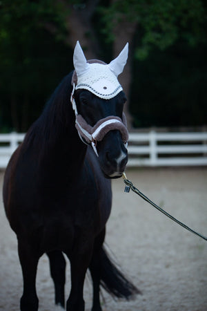 Royal Equestrian Premium Ear Bonnet White Silver Full