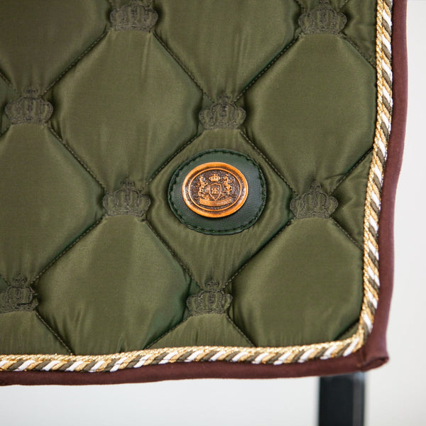 Royal Equestrian Dressage Saddle Pad Olive Gold Full