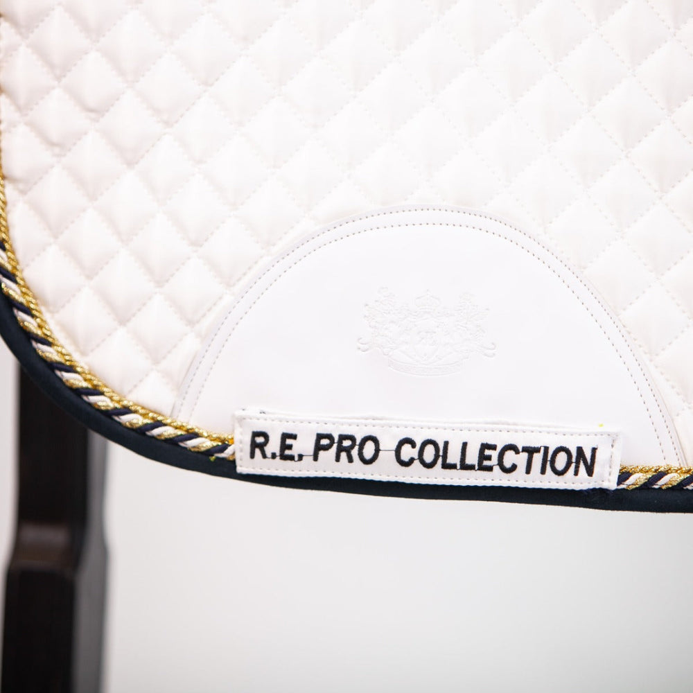 Royal Equestrian Dressage Saddle Pad White Gold Pro Full