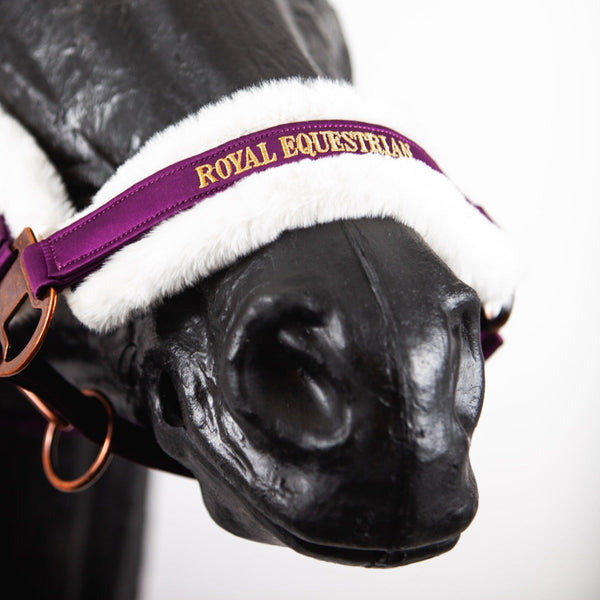 Royal Equestrian Fur Halter Purple White Full