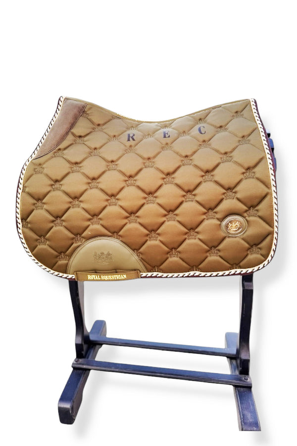 Royal Equestrian Jump Saddle Pad Olive Gold Full