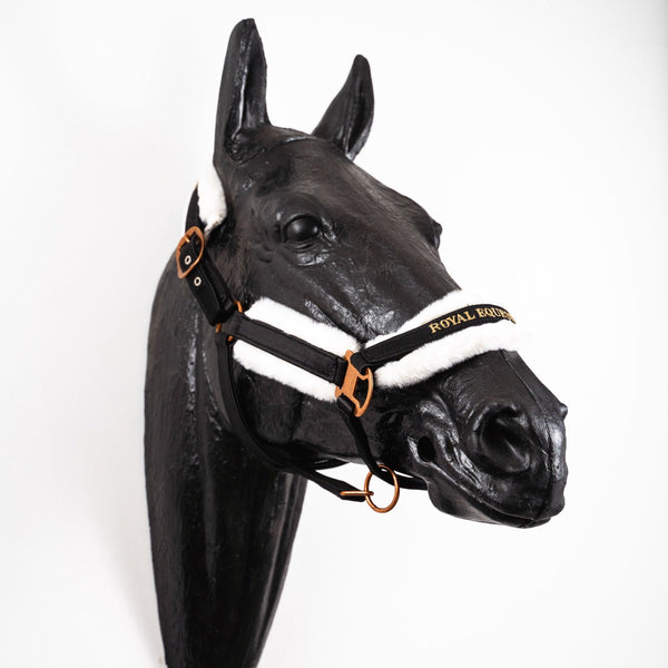 Royal Equestrian Fur Halter Black Gold Full