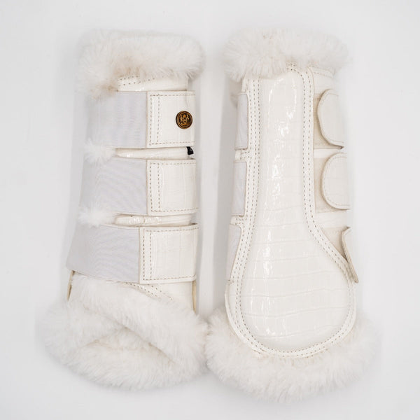 Royal Equestrian Lined Brushing Boots White Croco