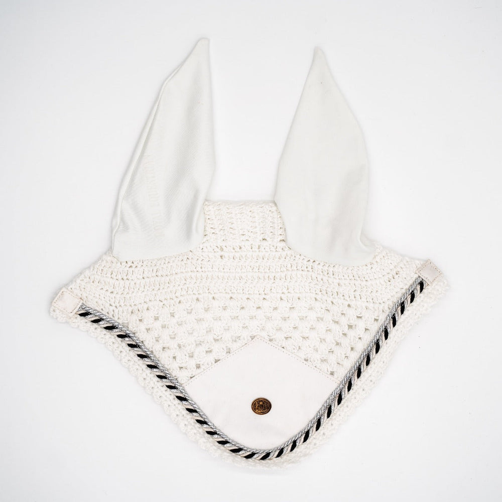 Royal Equestrian Premium Ear Bonnet White Silver Full