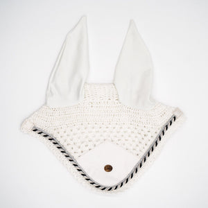 Royal Equestrian Premium Ear Bonnet White Silver Full