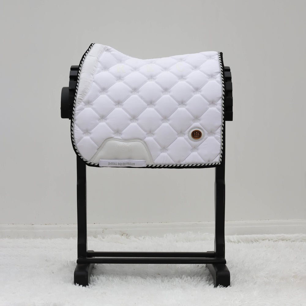 Royal Equestrian Dressage Saddle Pad White Silver Full