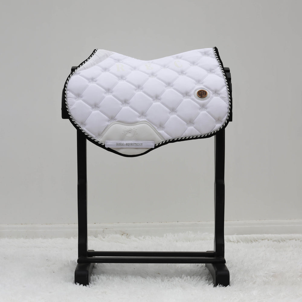 Royal Equestrian Jump Saddle Pad White Silver Full