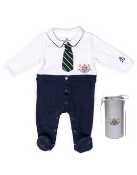 RB Royal Baby Organic Cotton Gloved Sleeve Footed Overall Footie in Gift Box (Little Man)