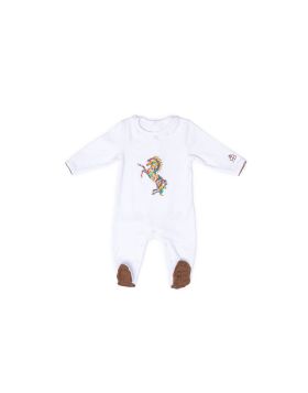 RB Royal Baby Organic Cotton Gloved Sleeve Footed Overall, Footie (Born to be Wild) White