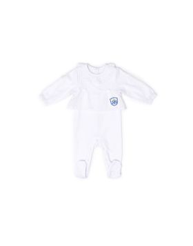 RB Royal Baby Organic Cotton Sleeve Footed Overall, Footie (Forever Me) White