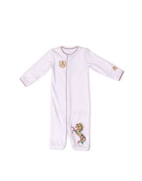 RB Royal Baby Organic Cotton Gloved Sleeve 2 in 1 Baby Gown Converter (Born to Be Wild) White