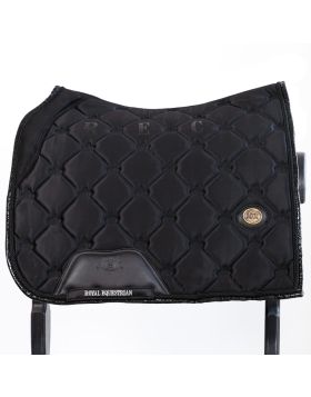 Royal Equestrian Dressage Saddle Pad Black Leather Full