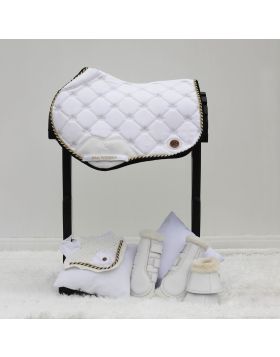 Royal Equestrian Jump Saddle Pad White Gold Full